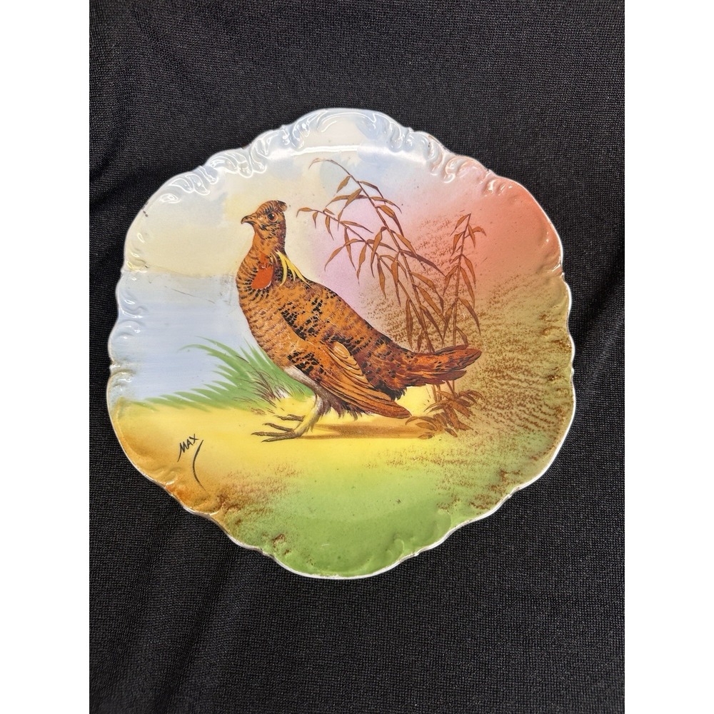 Hand Painted Ruffed‎ Grouse Plate France Signed 9 3/4" Limoge